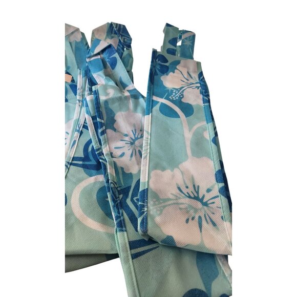 Hawaiian Floral Print Reusable Wine Bottle Bags Blue & White Durable Fabric Eco - Picture 6 of 9